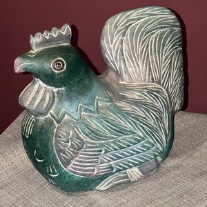 Handcrafted Green Rooster Figurine